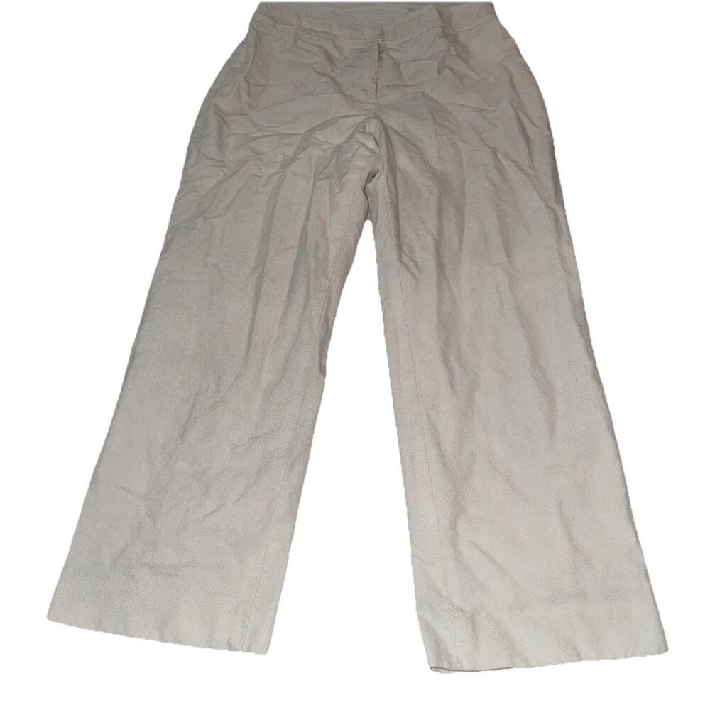 Ann Taylor High Rise Wide Leg Trousers Size 8 White 100% Cotton Lined Pants